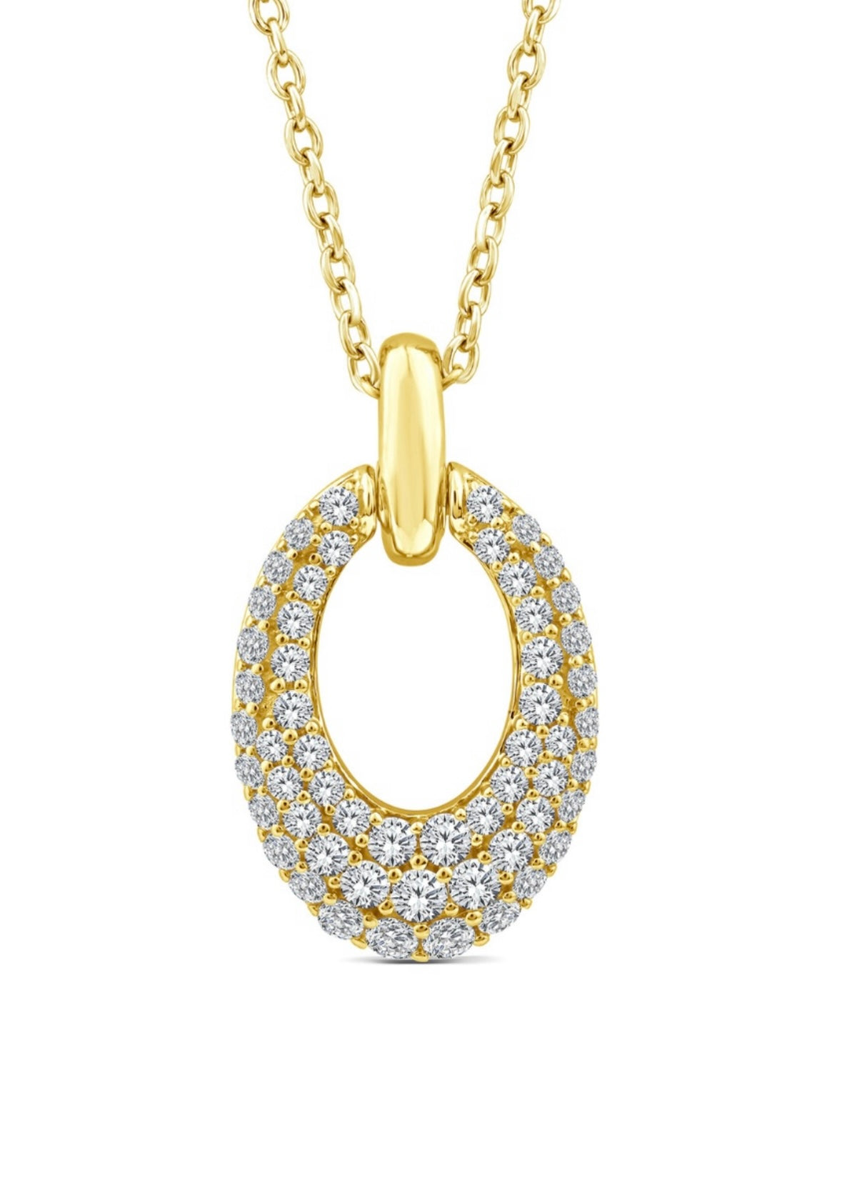 9K Gold 0.20ct Diamond Oval Cluster Necklace