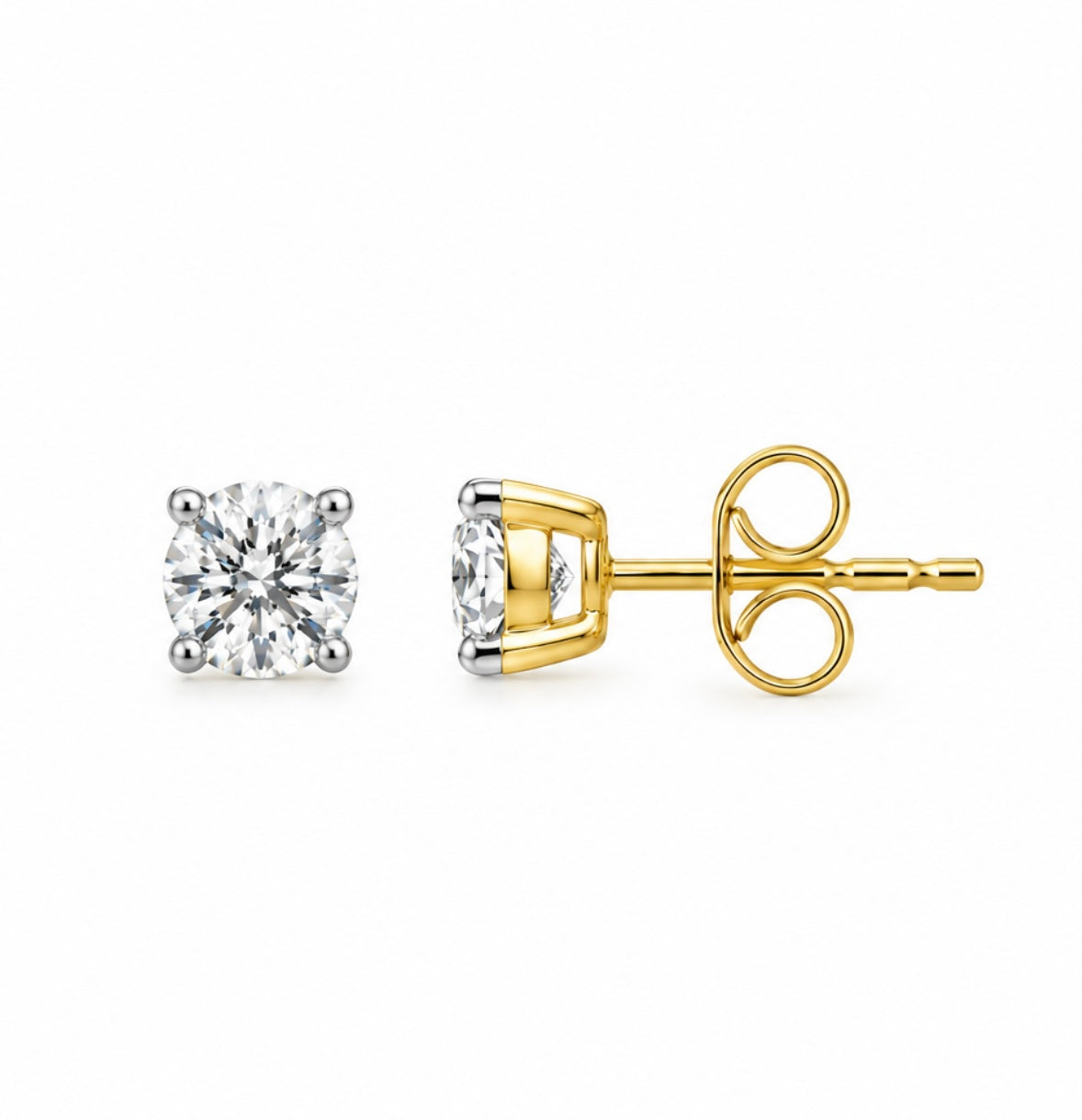 18K Gold 1ct Diamond Studs