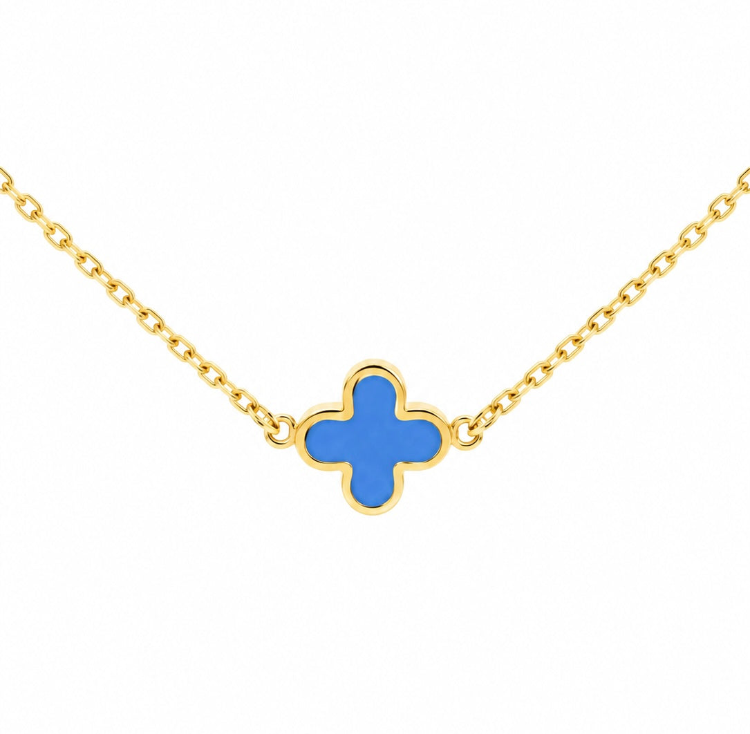 9K Gold Turquoise Clover Necklace