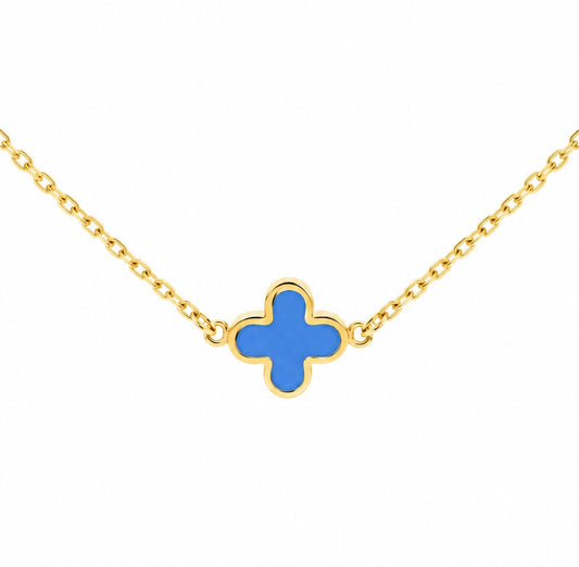 9K Gold Turquoise Clover Necklace