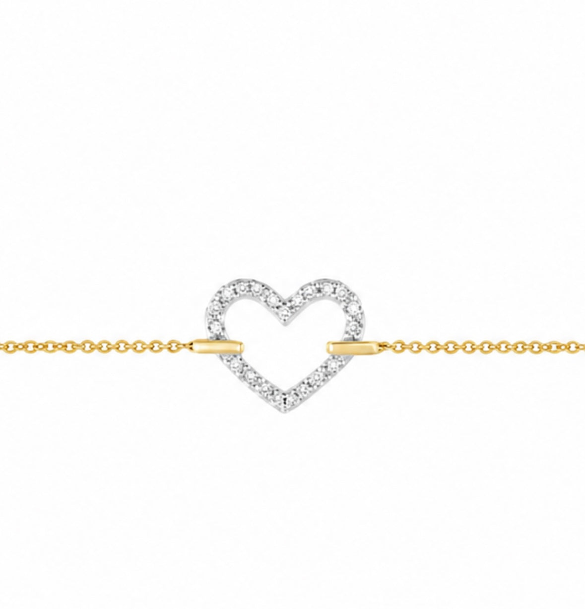 9K Gold 0.07ct Diamond Heart Bracelet