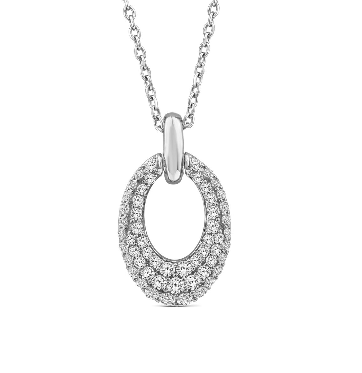 9K Gold 0.20ct Diamond Oval Cluster Necklace