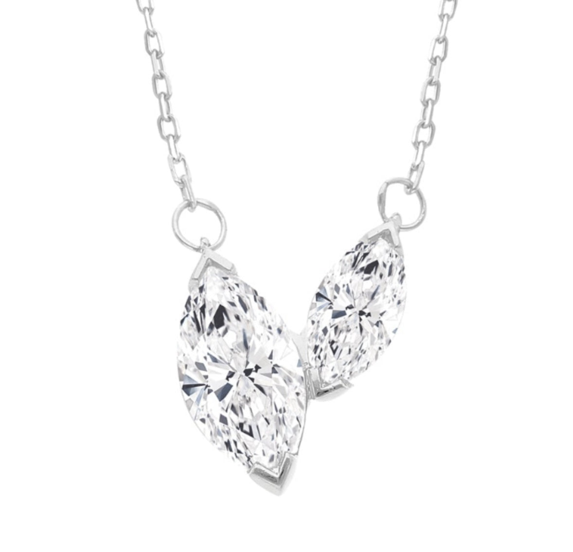 9K Gold 0.70ct Marquise Diamond Duo Necklace
