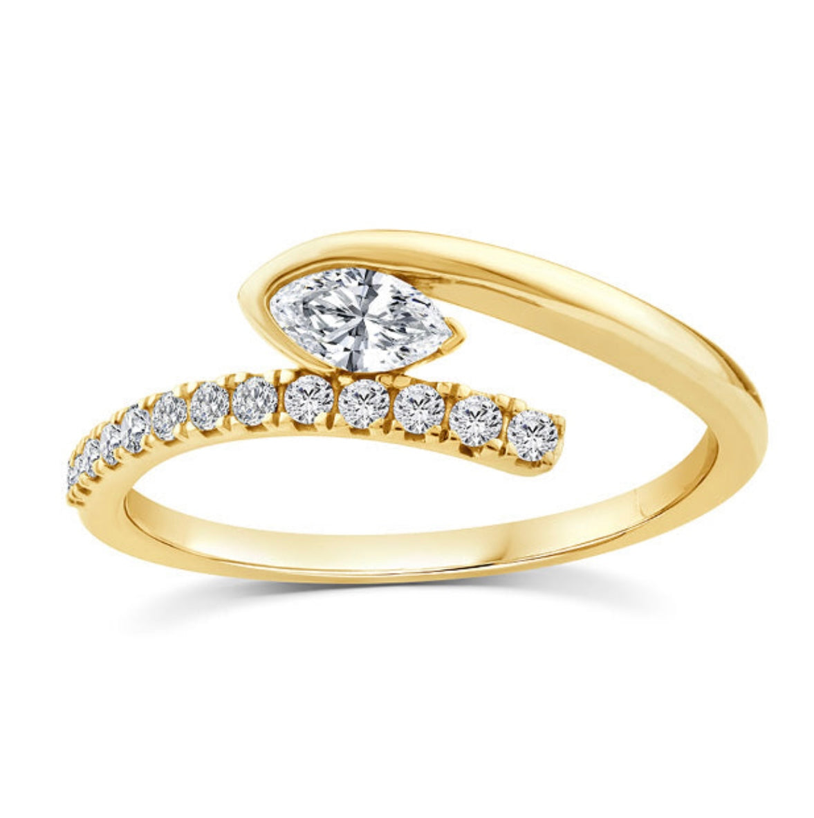 9K Gold 0.33ct Marquise Diamond Spiral Ring
