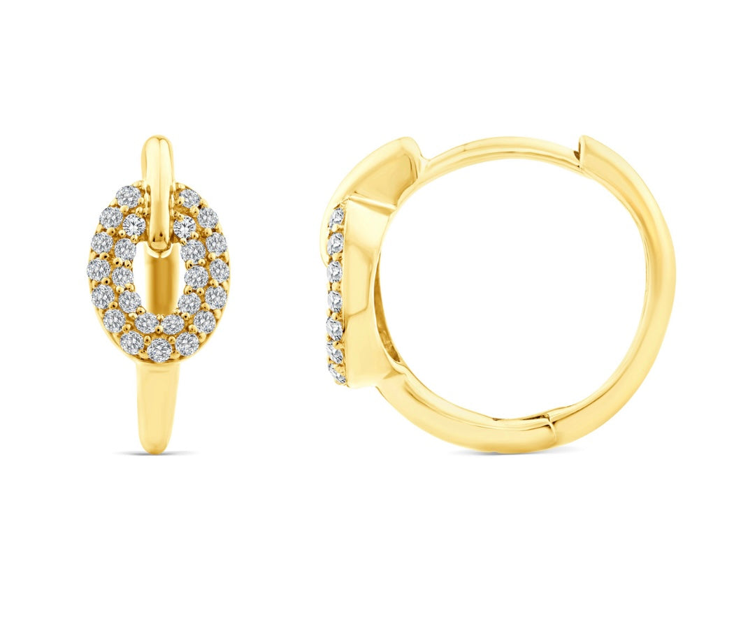 9K Gold 0.15ct Diamond Oval Cluster Hoops