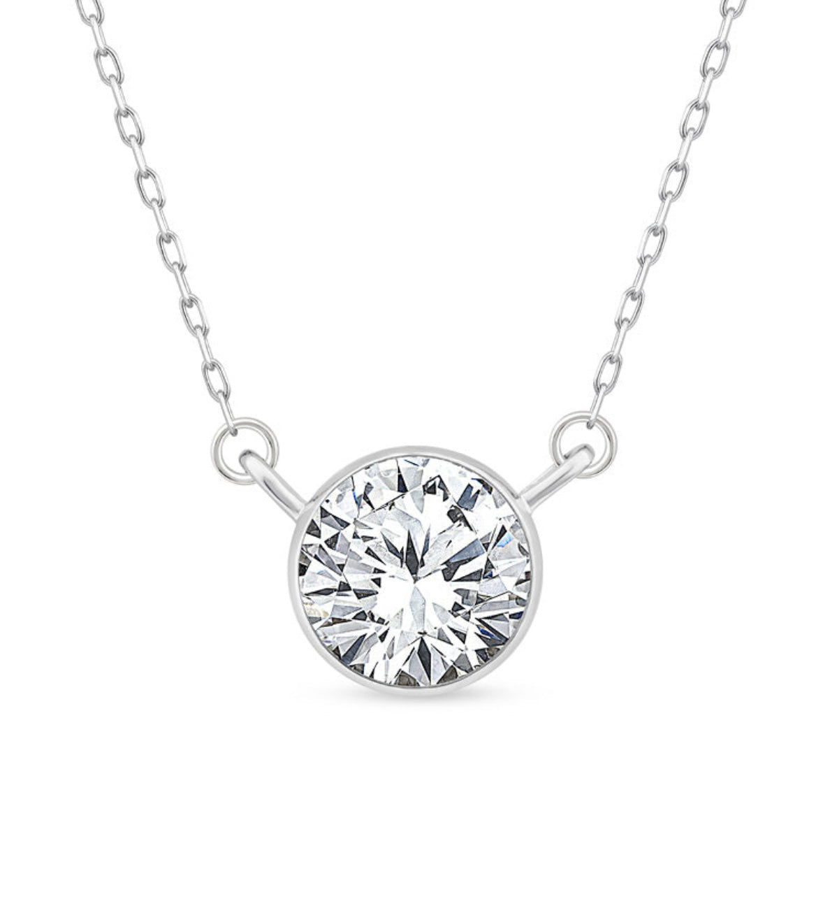 9K Gold 1ct Round Diamond Solitaire Necklace
