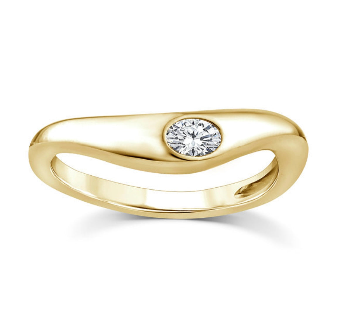 9K Gold 0.15ct Oval Diamond Wave Ring