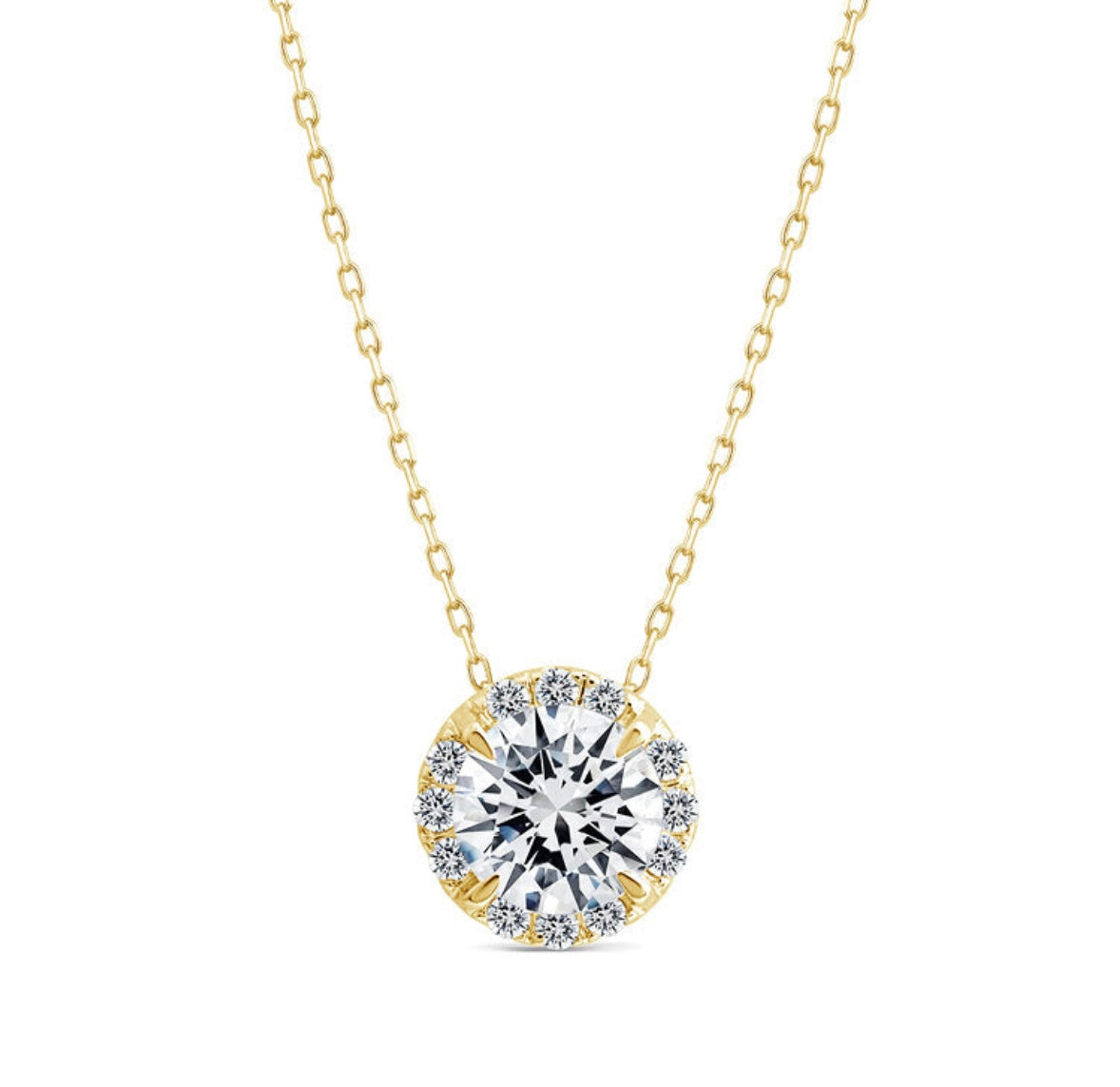 9K Gold 0.55ct Diamond Halo Necklace