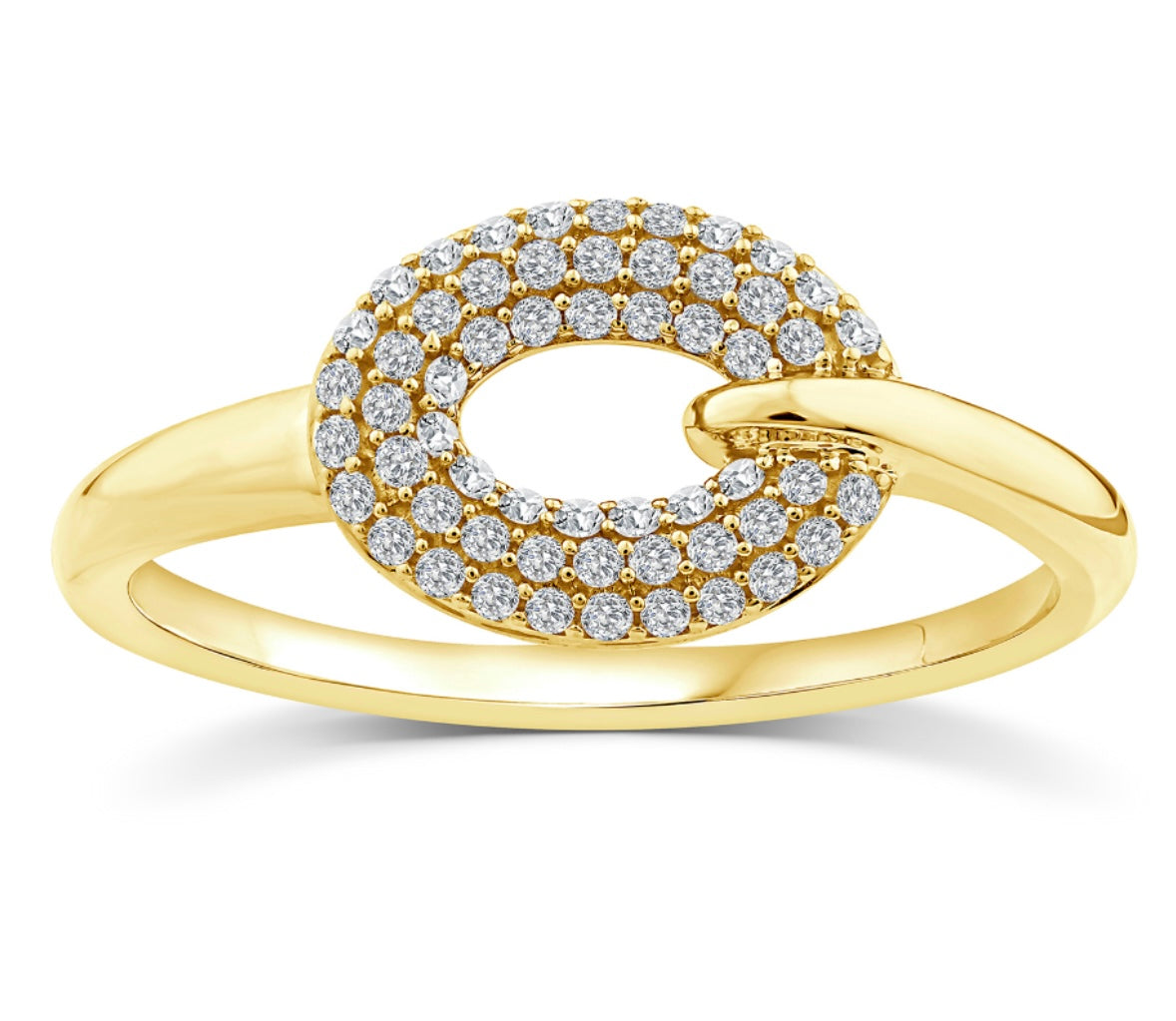 9K Gold 0.18ct Diamond Oval Cluster Ring