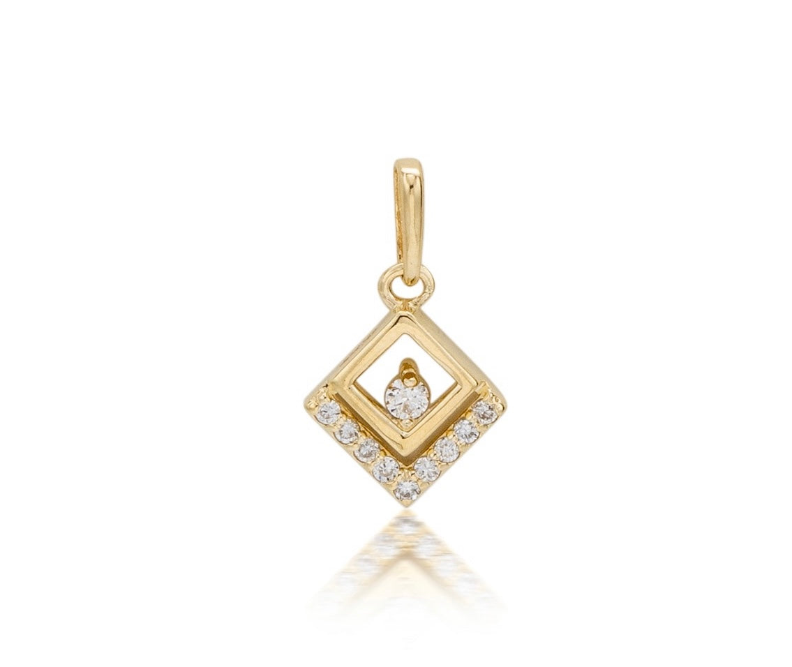 9K Gold 0.07ct Diamond Square Pendant