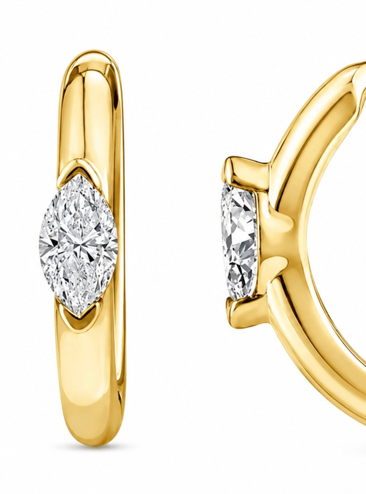 9K Gold 0.12ct Diamond Marquise Huggies