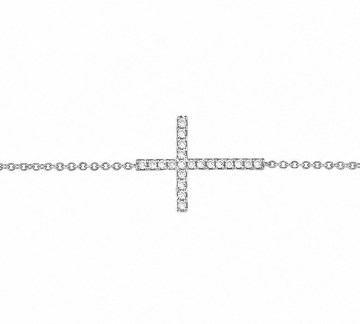9K Gold 0.12ct Diamond Cross Bracelet