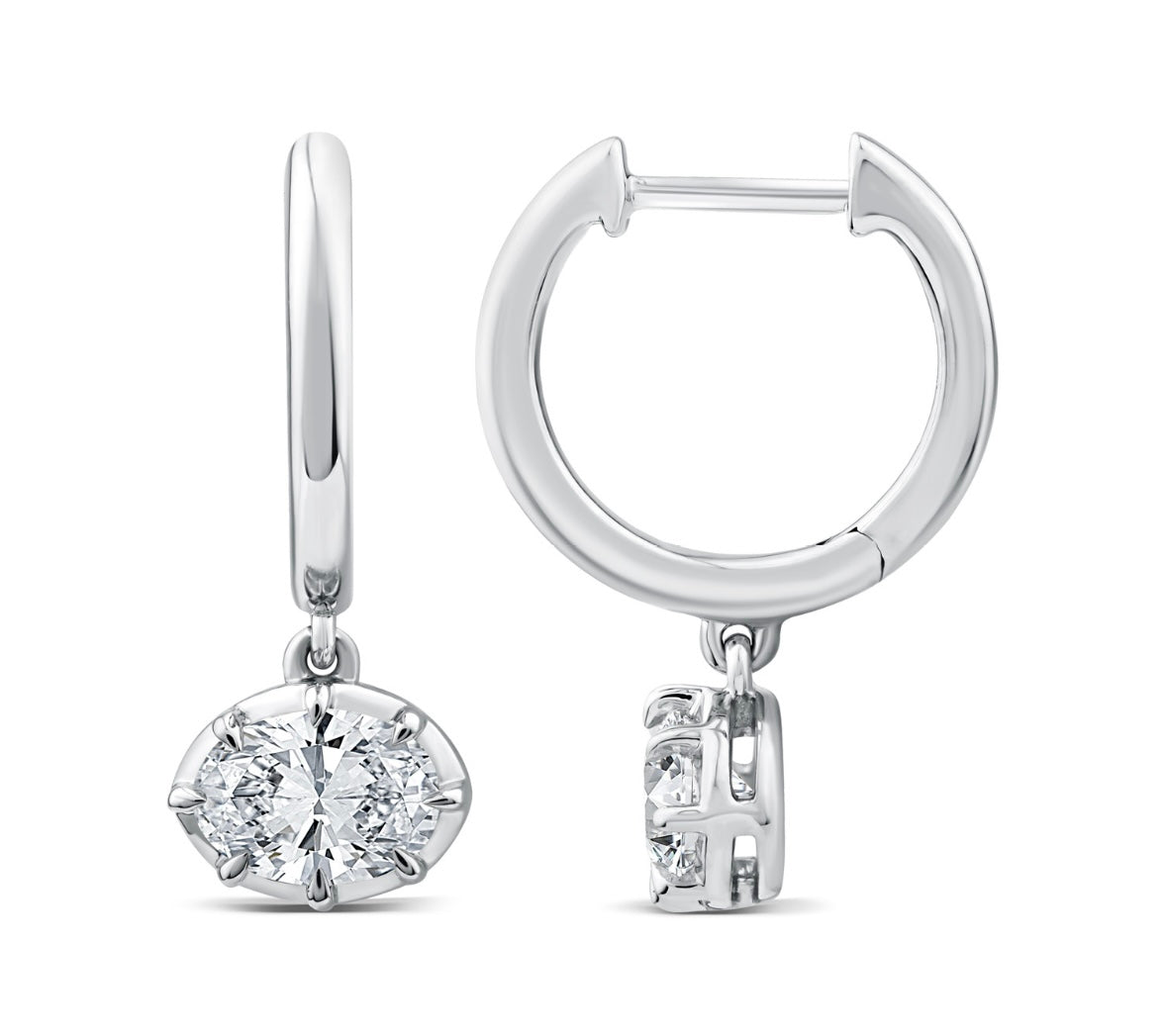 9K Gold 1ct Diamond Georgian Huggie Drops