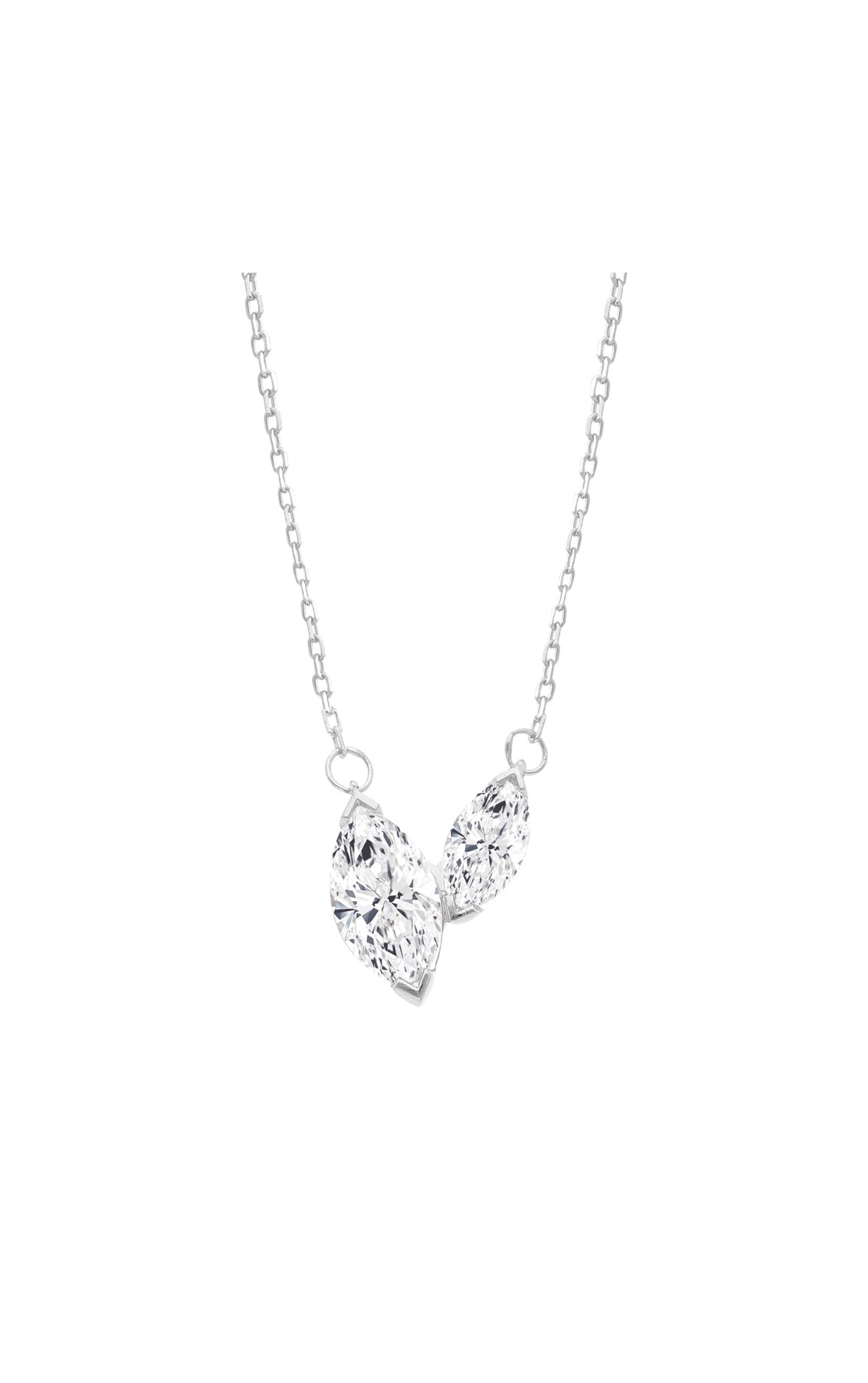 9K Gold 0.70ct Marquise Diamond Duo Necklace