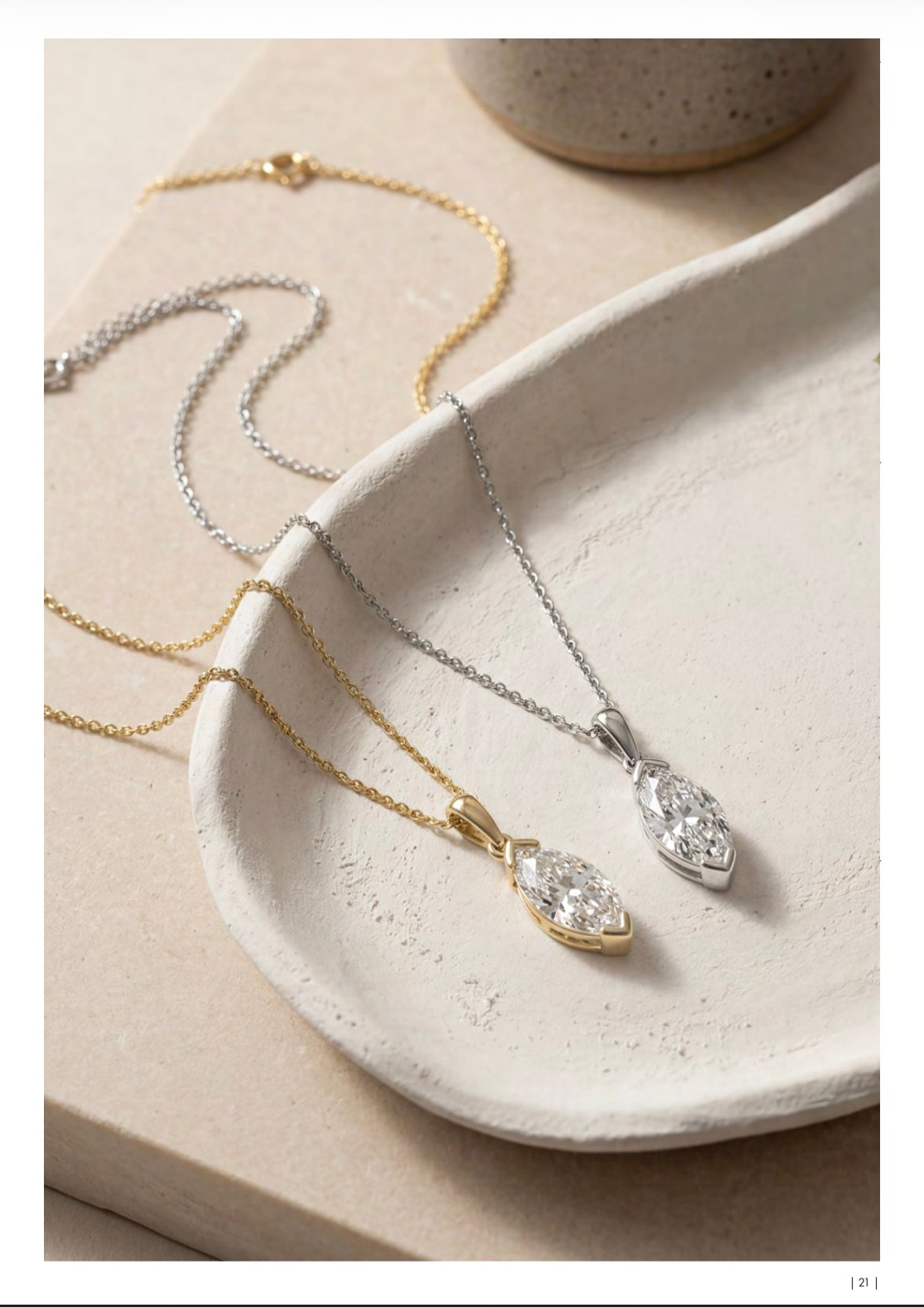 9K Gold Marquise Diamond Drop Necklace