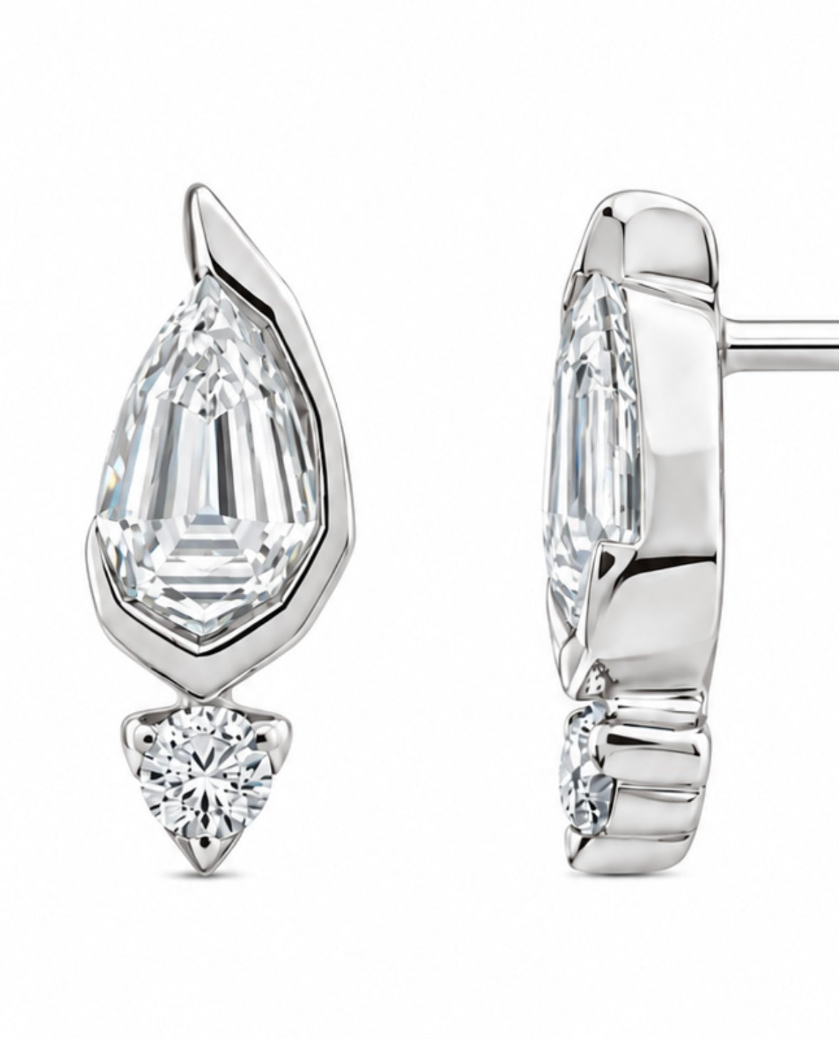9K Gold 0.65ct Diamond Step-cut Pear Studs