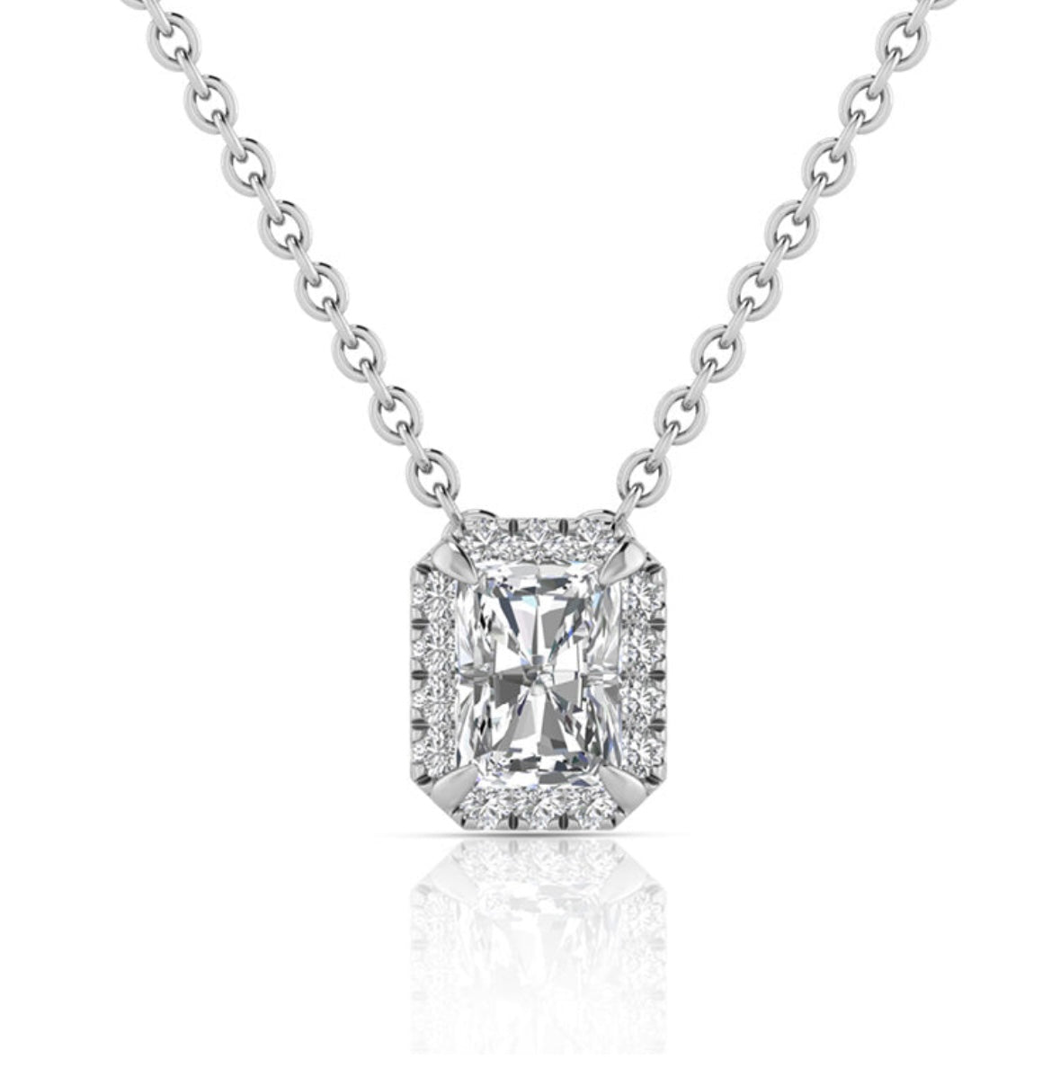 9K Gold 0.55ct Diamond Halo Necklace