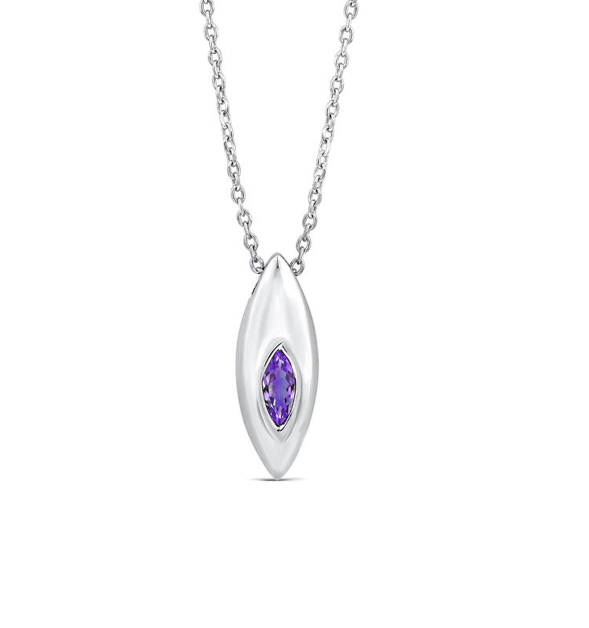 9K Gold Marquise Amethyst Necklace