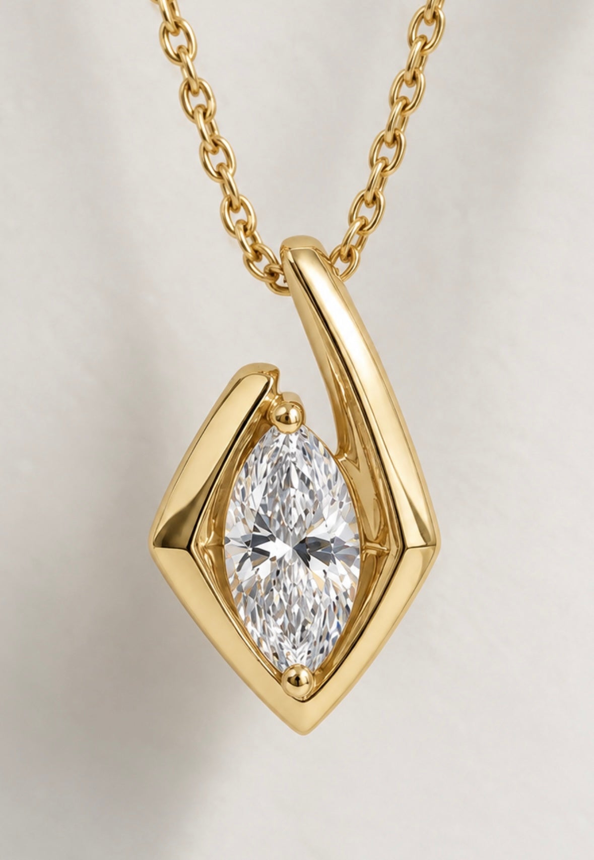 9K Gold 0.10ct Diamond Marquise Necklace