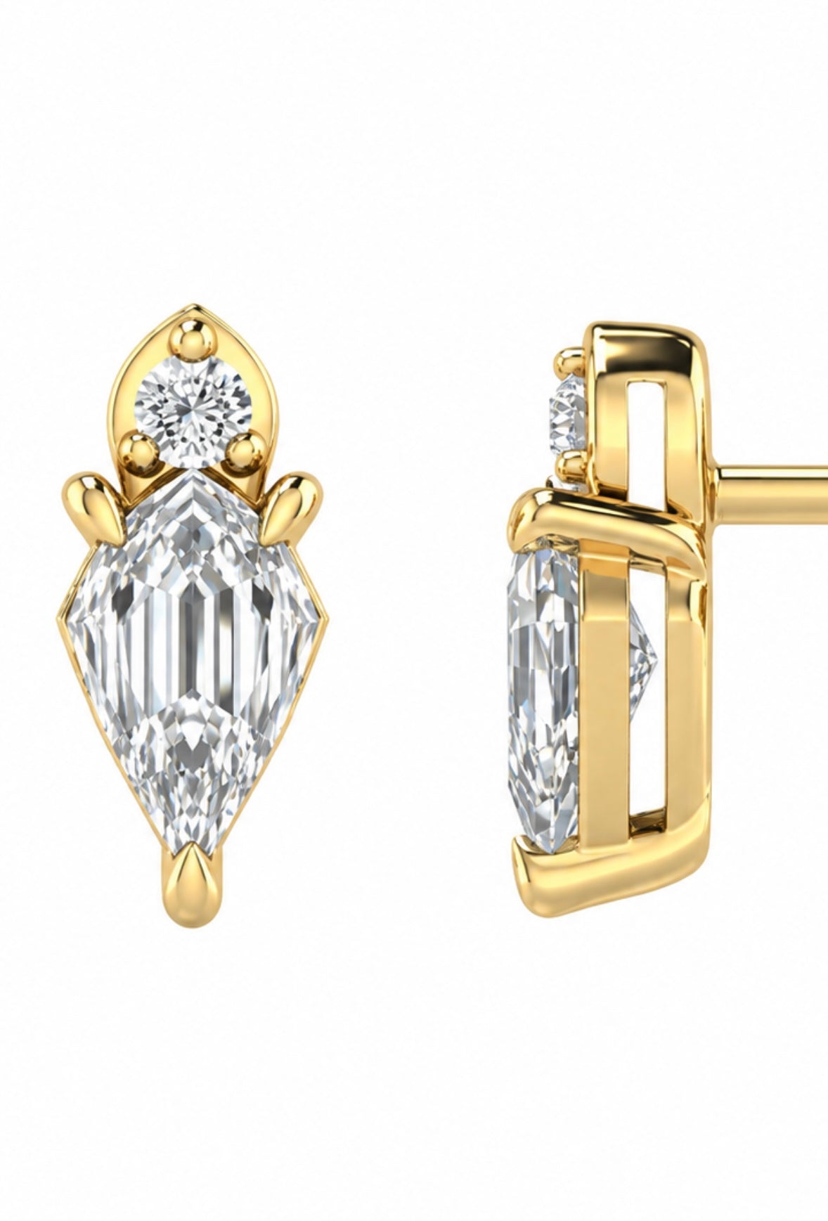 9K Gold 0.35ct Diamond Step-cut Pear Studs