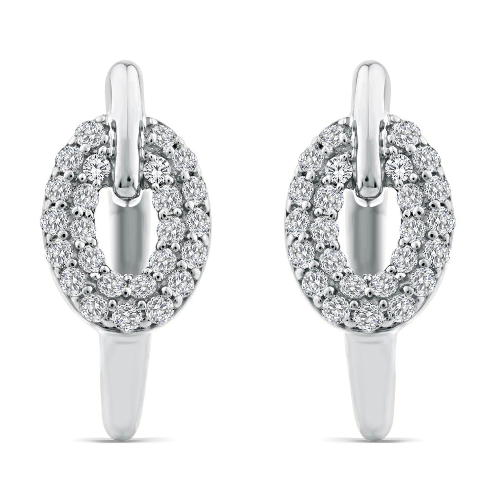 9K Gold 0.15ct Diamond Oval Cluster Hoops