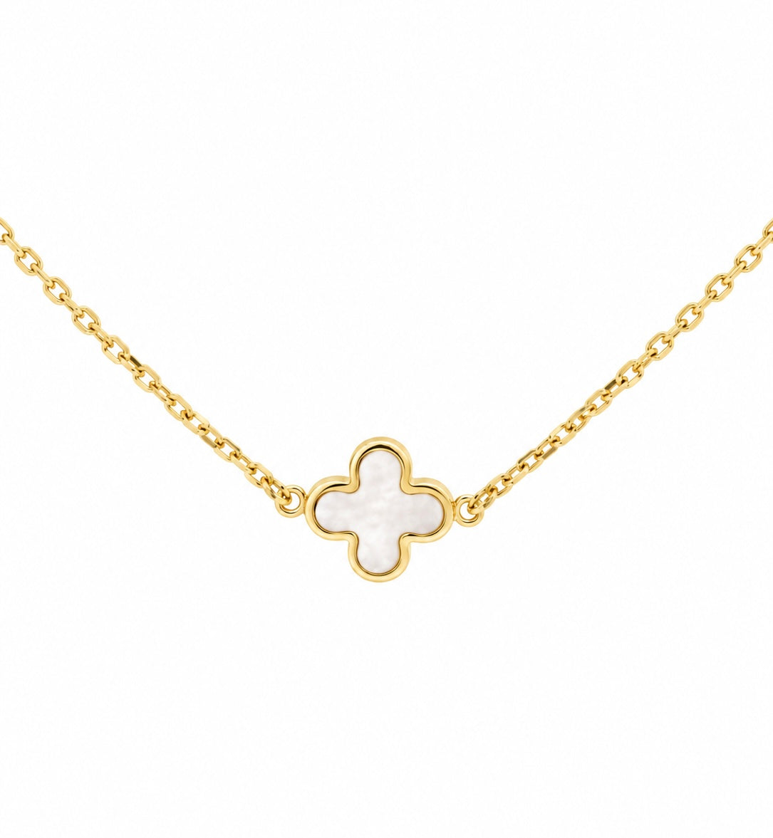 9K Gold Mother of Pearl Clover Necklace