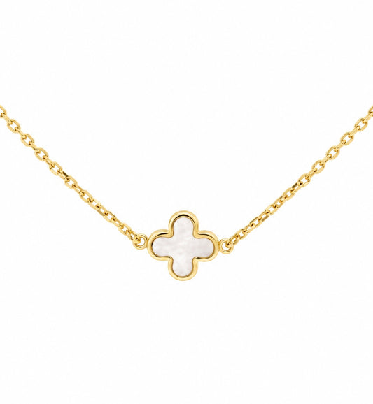 9K Gold Mother of Pearl Clover Necklace