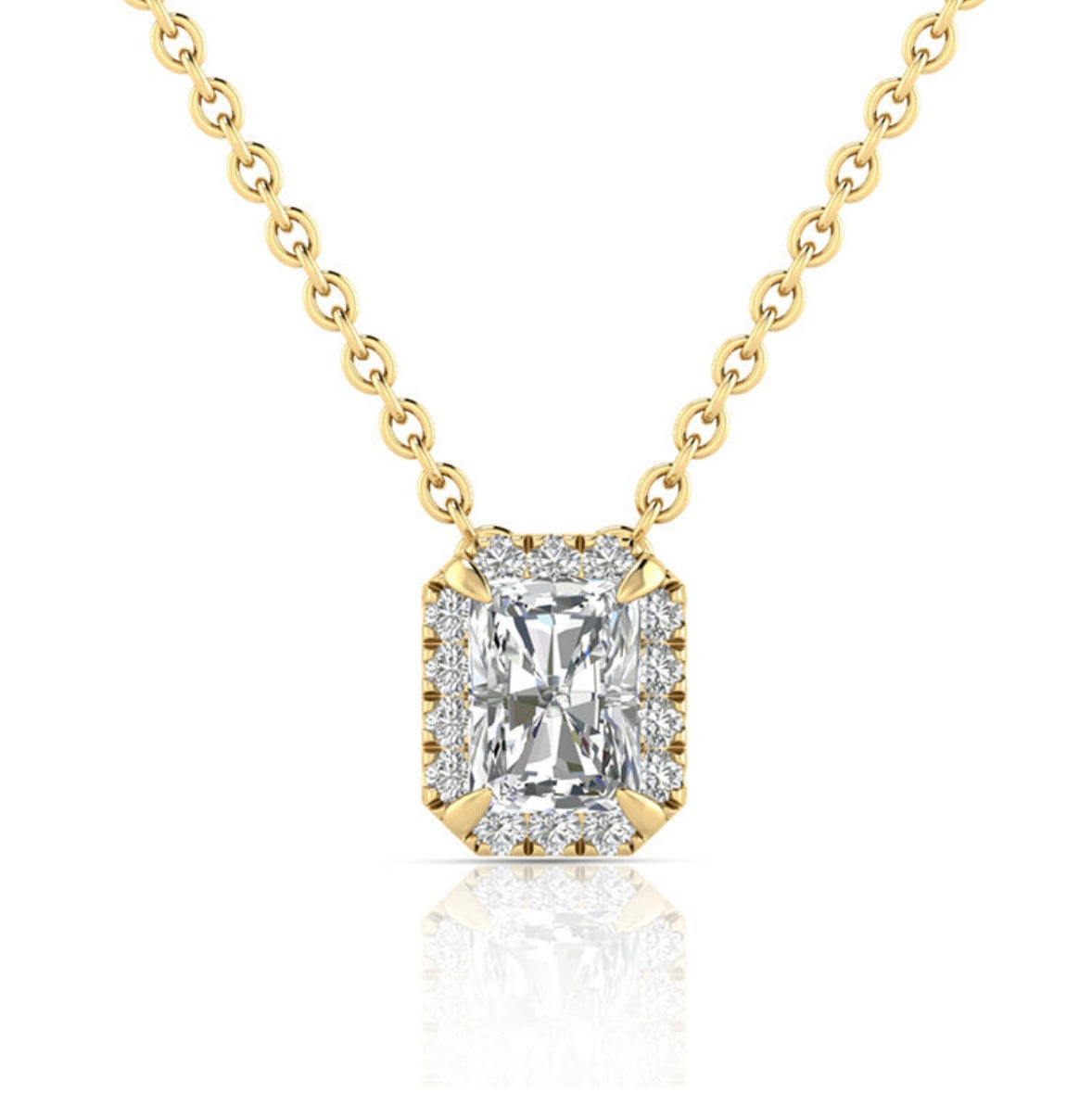 9K Gold 0.55ct Diamond Halo Necklace