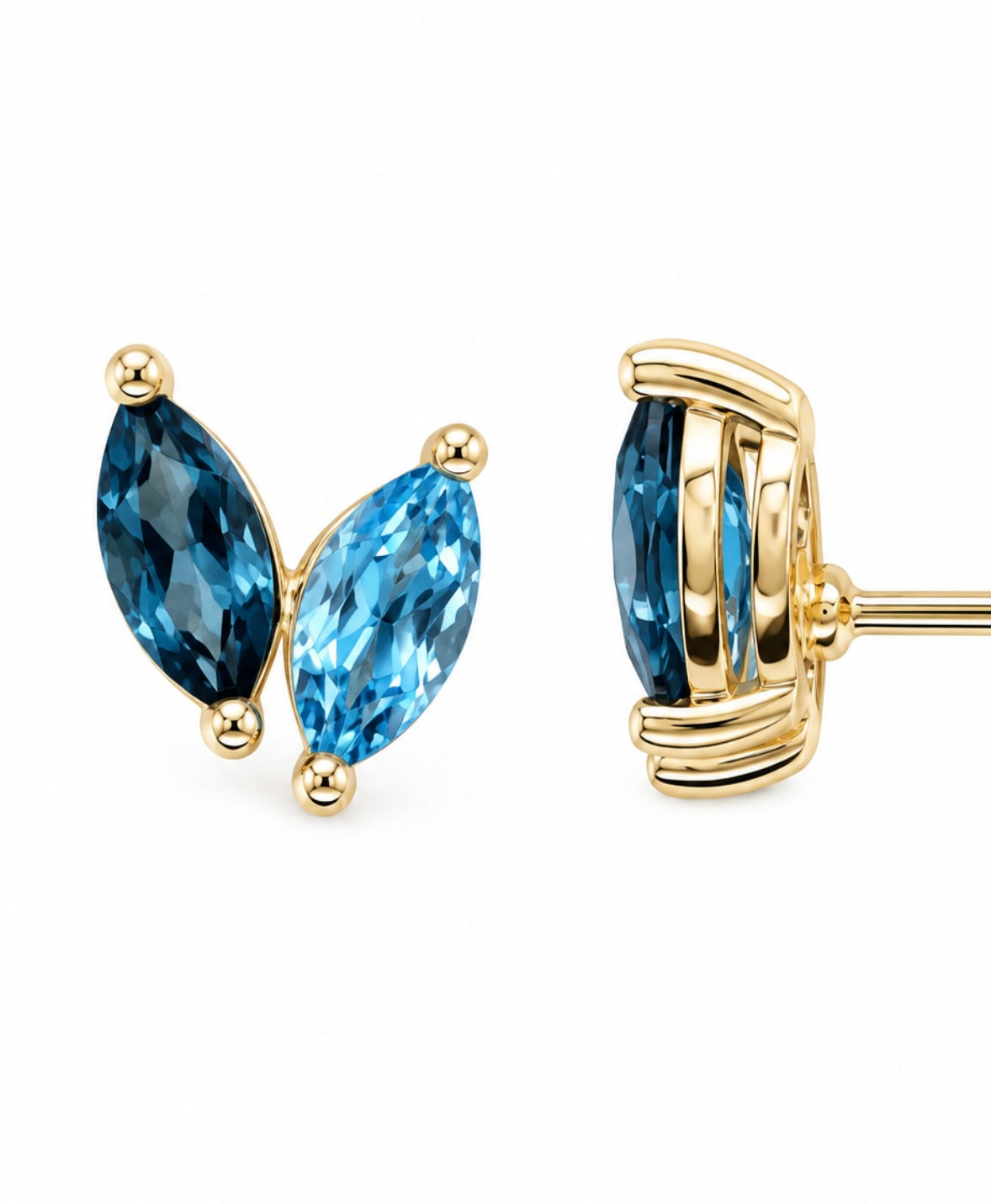 9K Gold Blue Topaz Studs