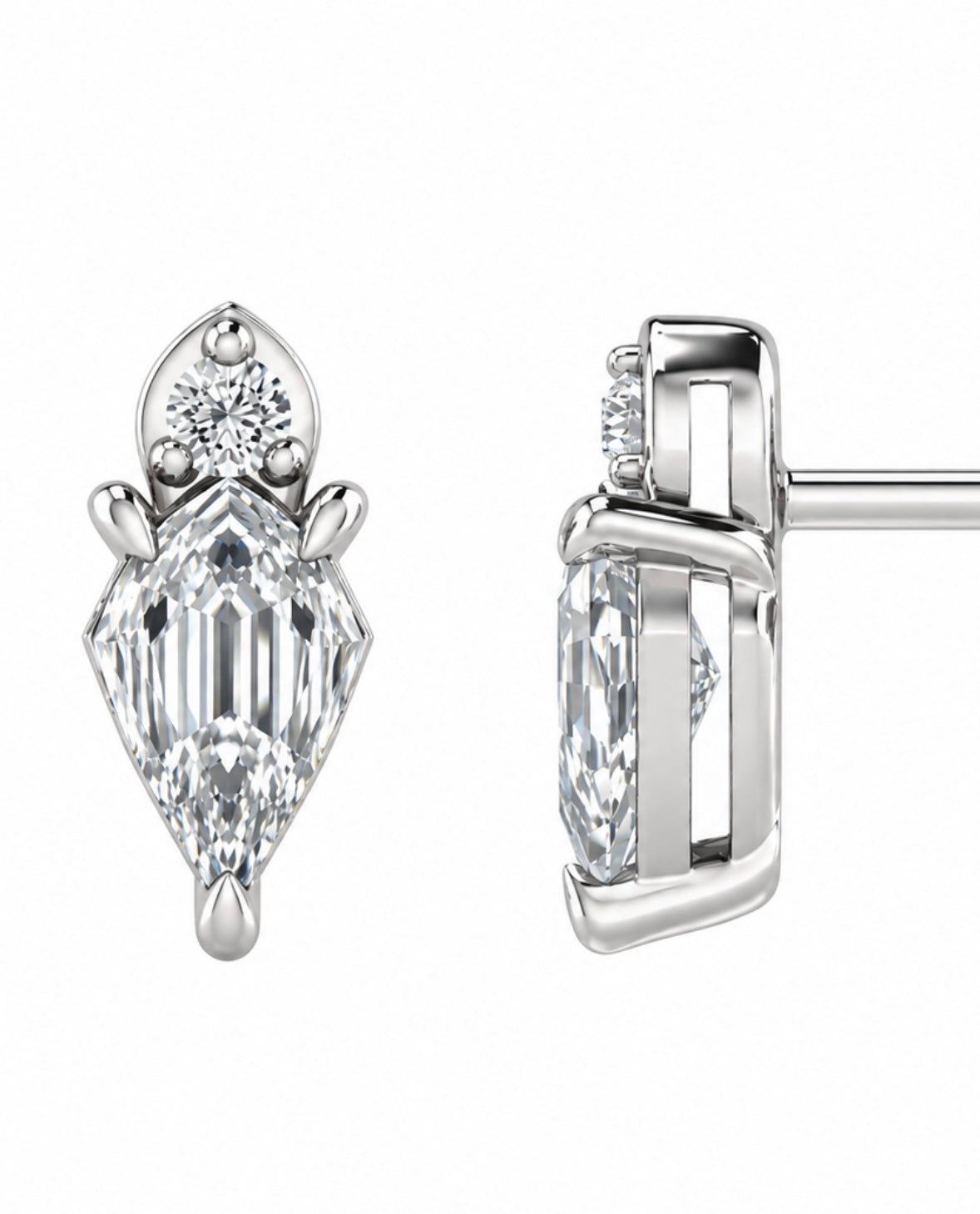 9K Gold 0.35ct Diamond Step-cut Pear Studs