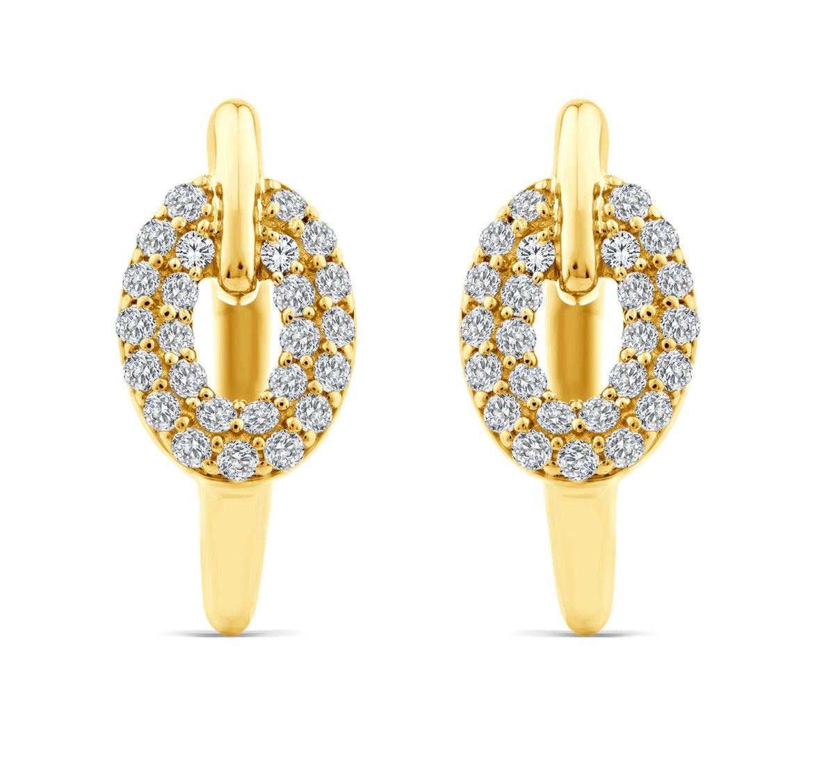 9K Gold 0.15ct Diamond Oval Cluster Hoops