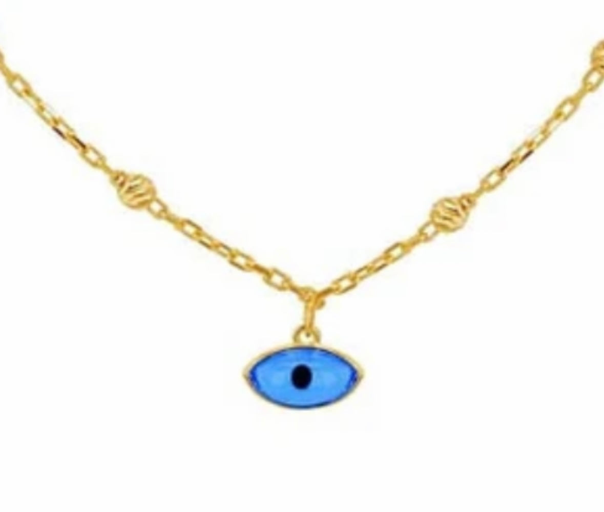 9K Gold Blue Eye Necklace