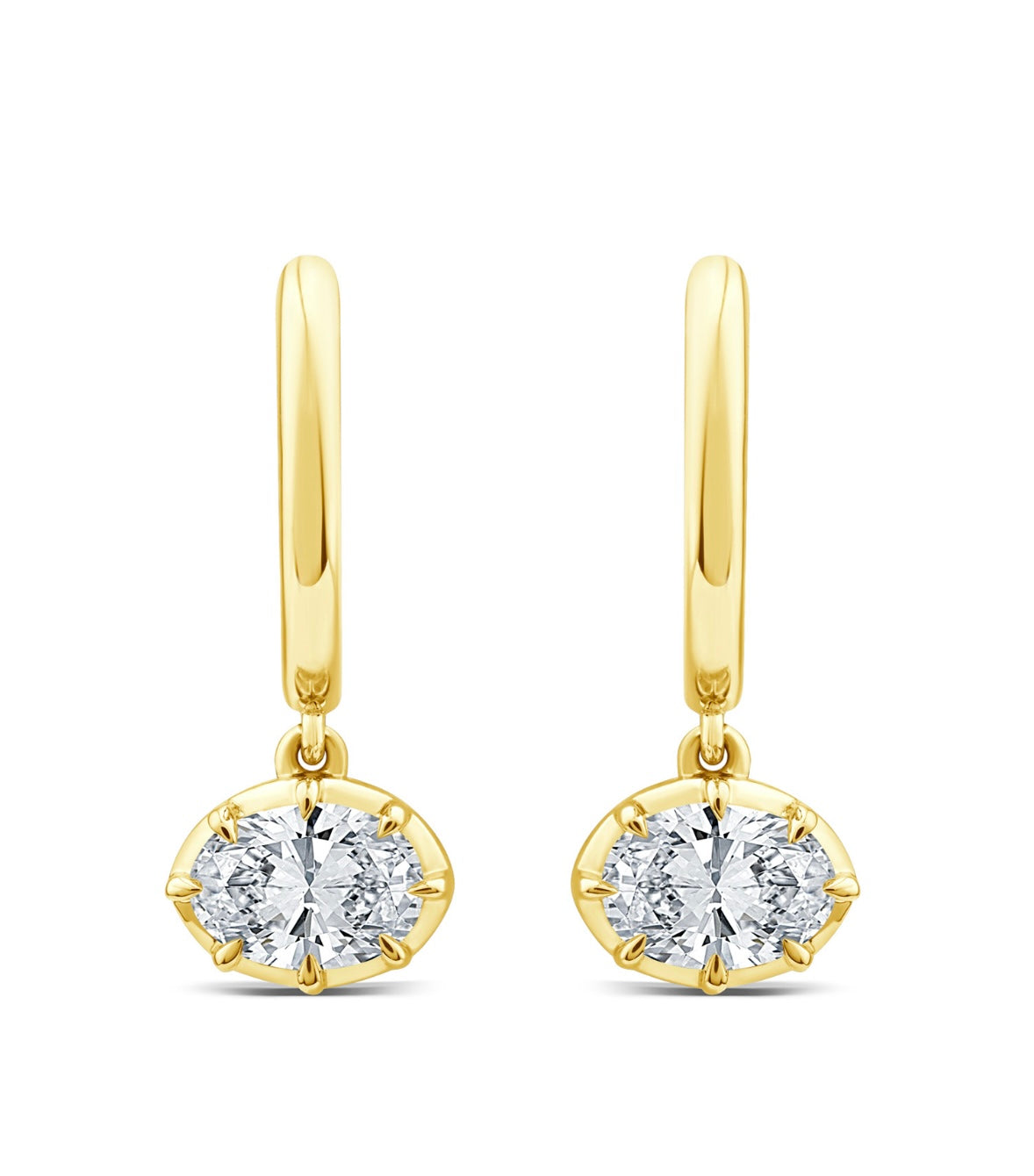 9K Gold 1ct Diamond Georgian Huggie Drops