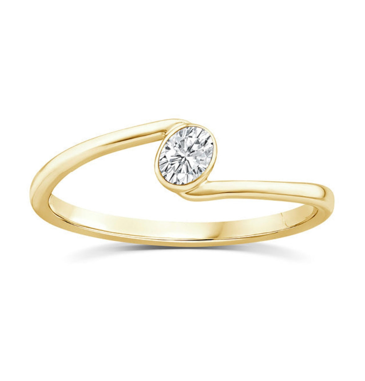 9K Gold 0.15ct Round Diamond Offset Ring
