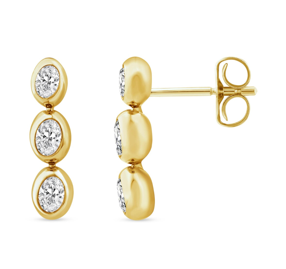 9K Gold 0.30ct Diamond Bubble Studs