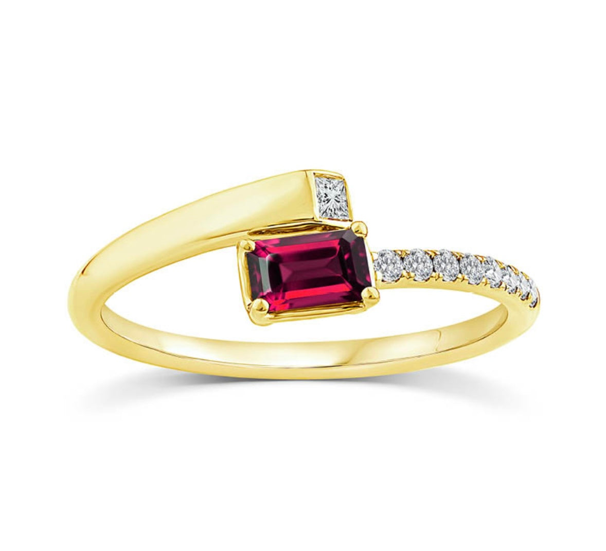 9K Gold 0.09ct Diamond & Garnet Wrap Ring