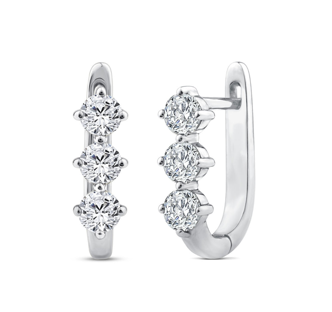 9K Gold 0.60ct Diamond Trio Huggies