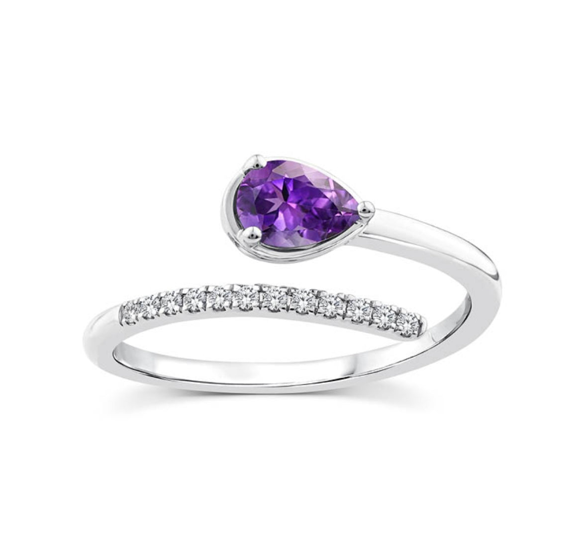 9K Gold 0.07ct Diamond & Amethyst Wrap Ring