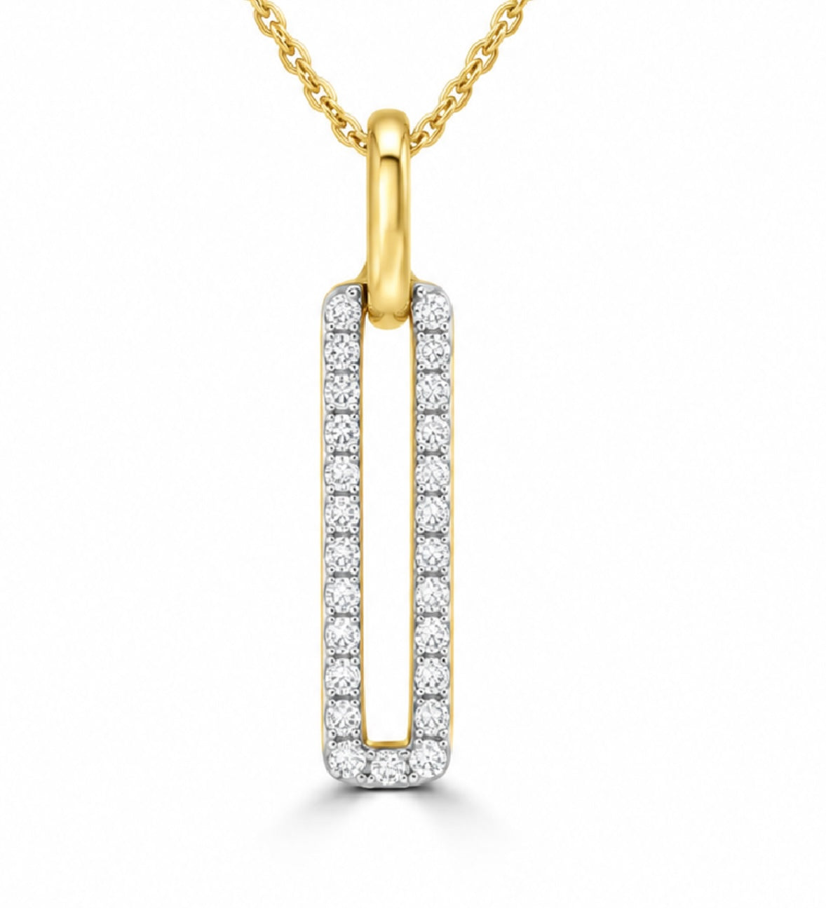 9K Gold 0.13ct Diamond Link Drop Necklace