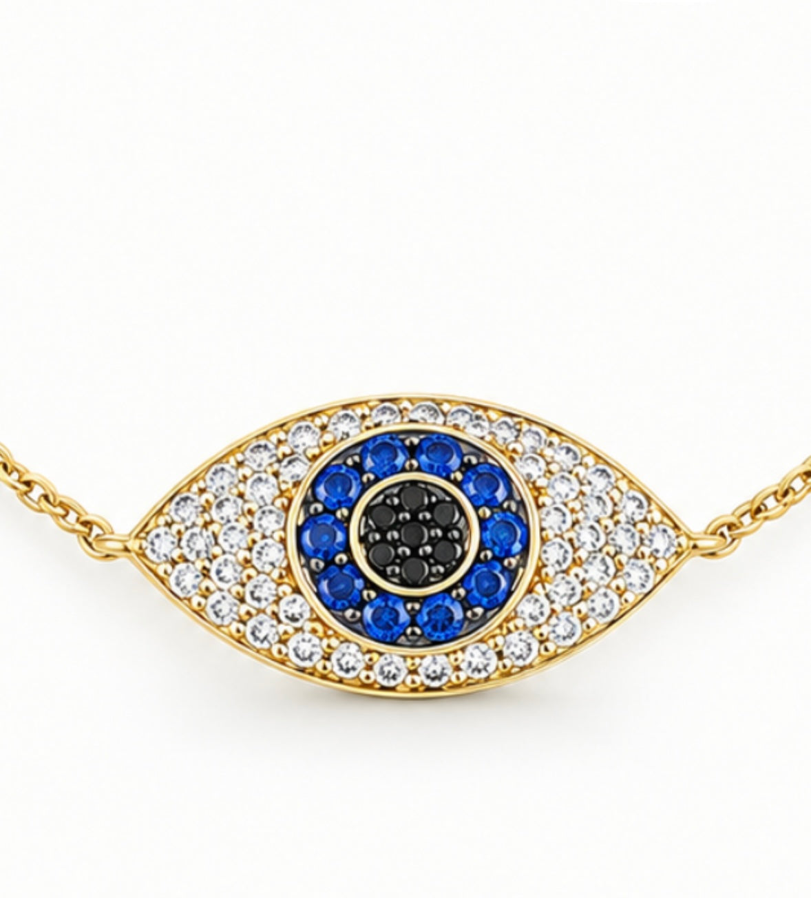 9K Gold Diamond & Sapphire Eye Bracelet