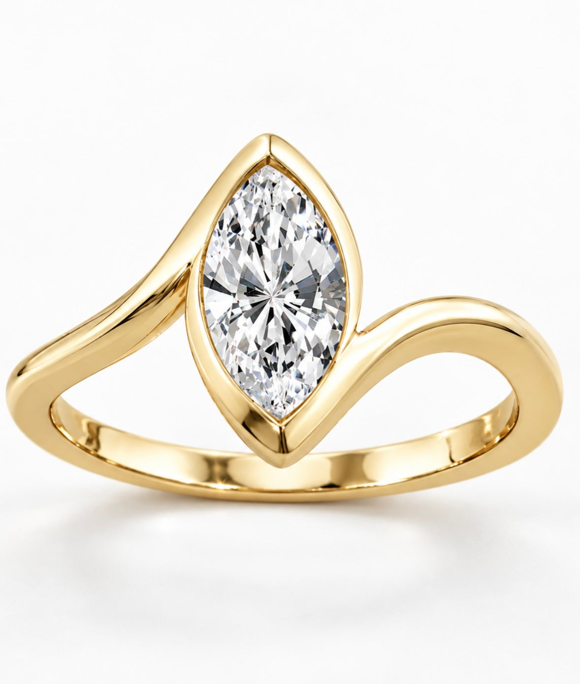 9K Gold 1ct Diamond Marquise Bypass Band Ring
