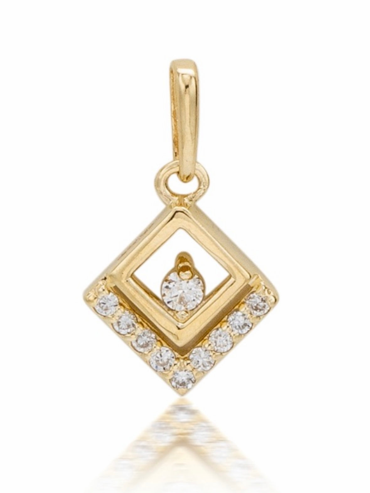 9K Gold 0.07ct Diamond Square Pendant