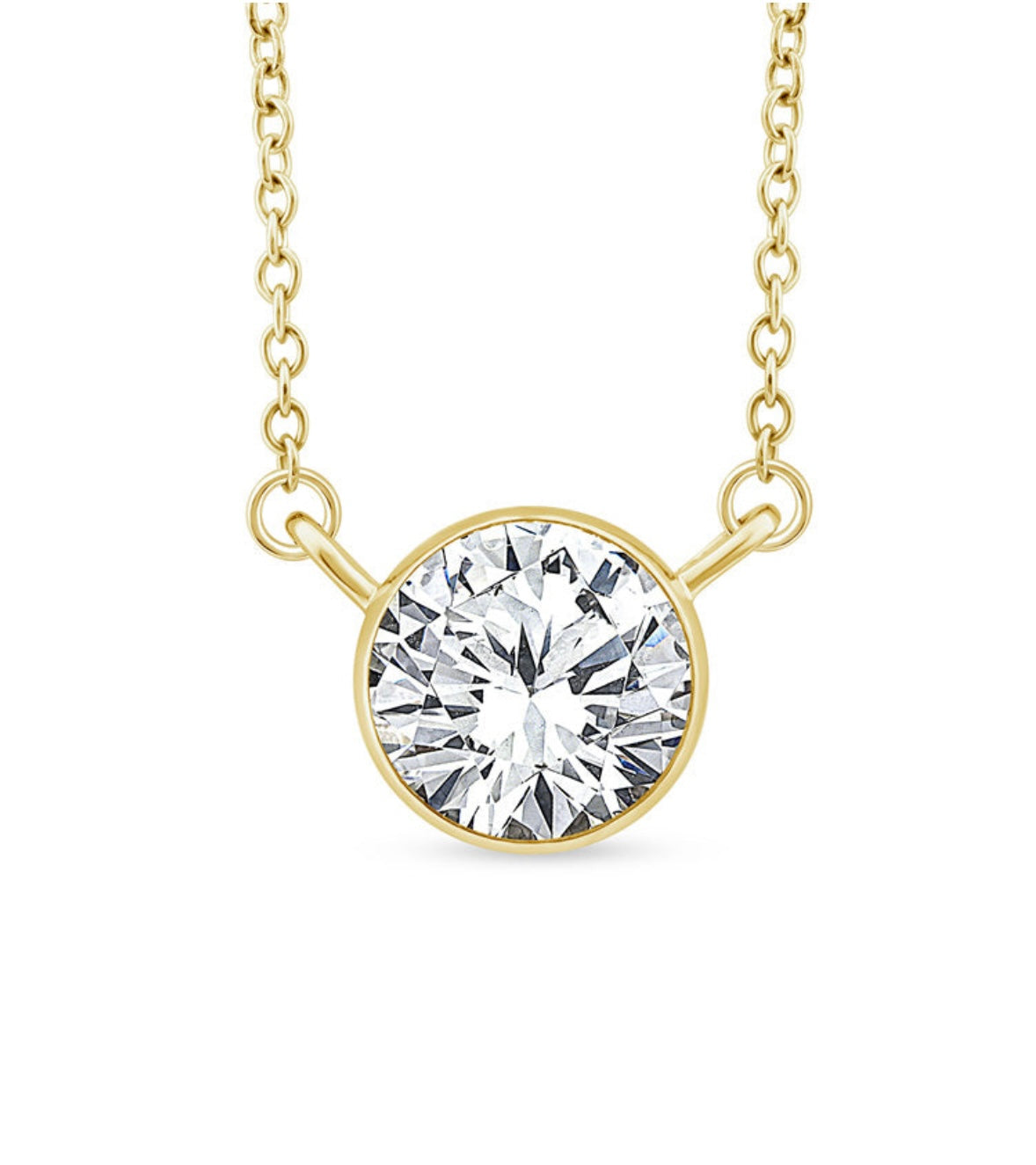 9K Gold 1ct Round Diamond Solitaire Necklace