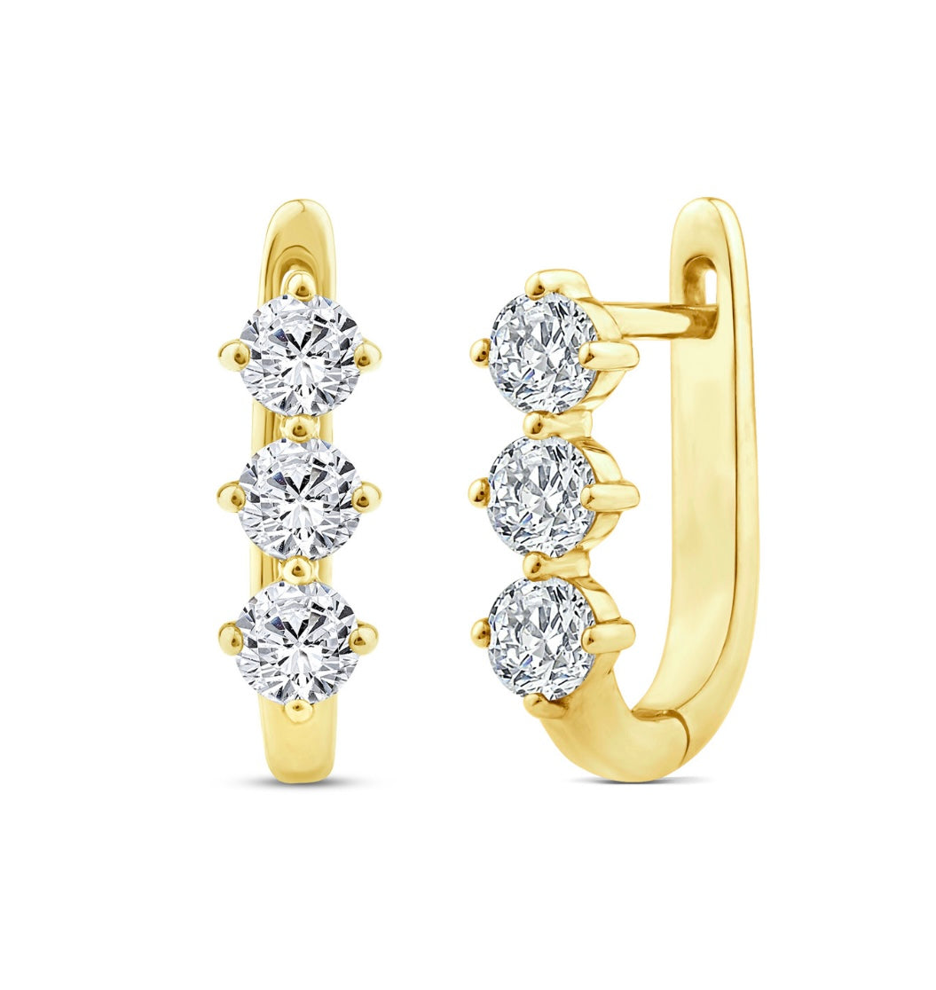 9K Gold 0.60ct Diamond Trio Huggies
