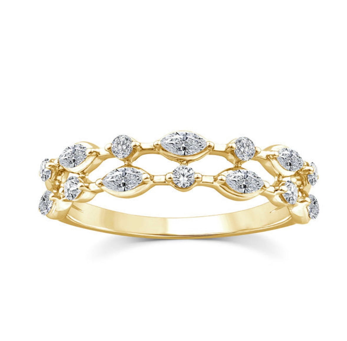 9K Gold 0.40ct Diamond Double-band Ring