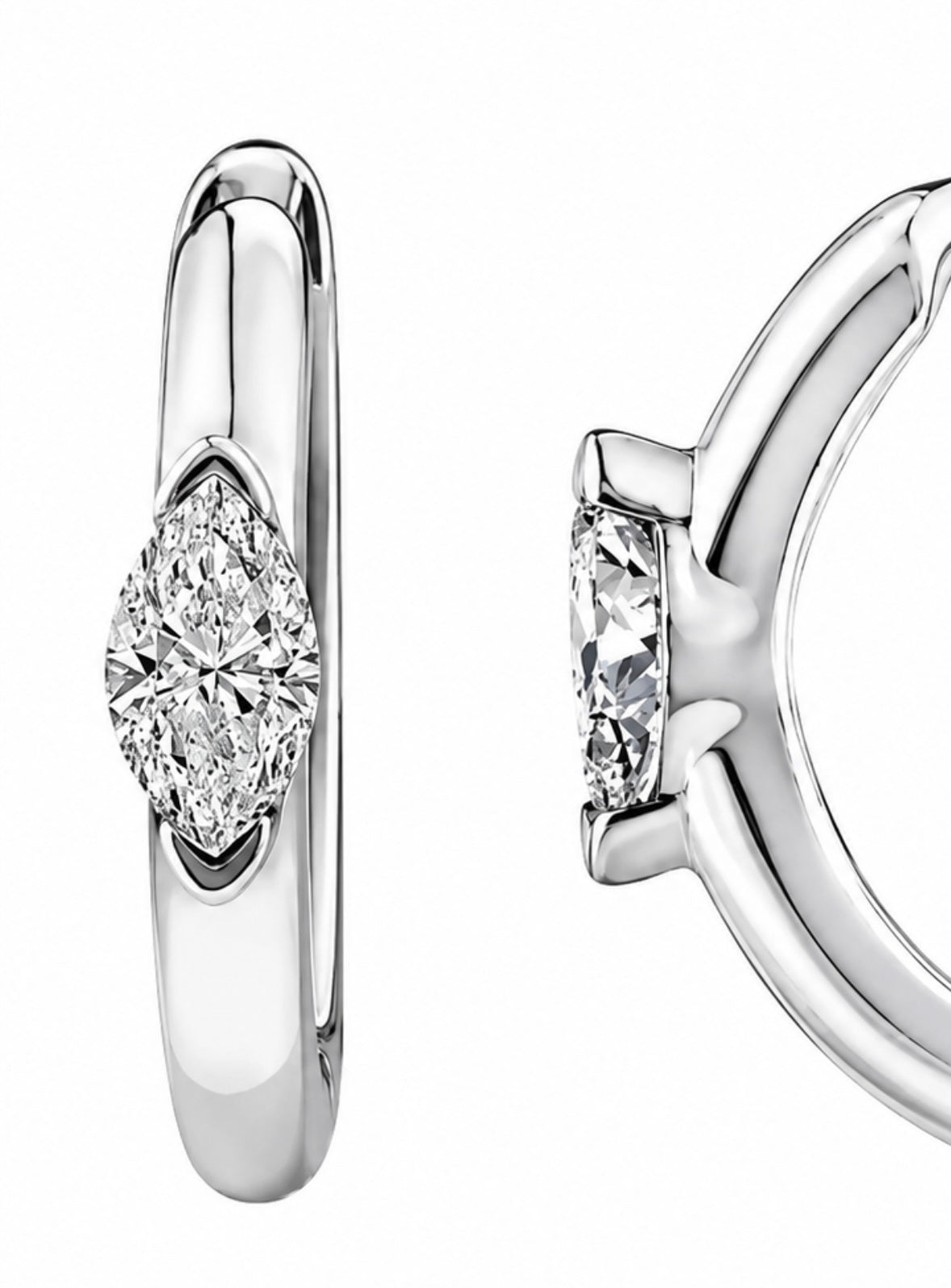 9K Gold 0.12ct Diamond Marquise Huggies