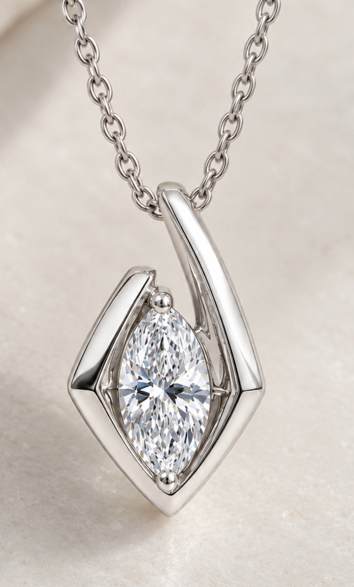 9K Gold 0.10ct Diamond Marquise Necklace