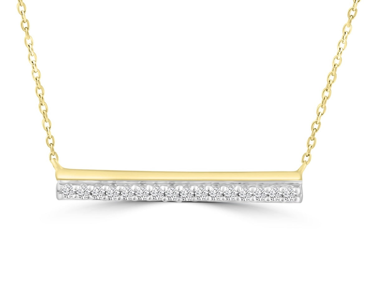 9K Gold 0.05ct Diamond Bar Necklace