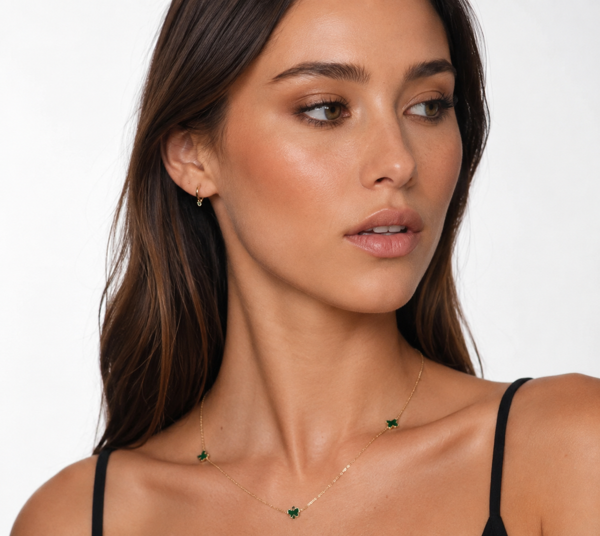 9K Gold Malachite Clover Necklace