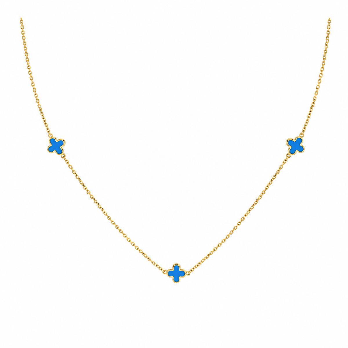 9K Gold Turquoise Clover Necklace